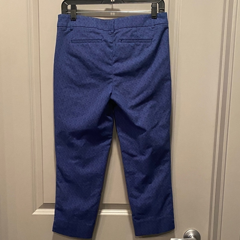 Hilary Radley Navy Cropped Pants Geometric Ankle Workwear Business Casual 4 - Picture 5 of 6